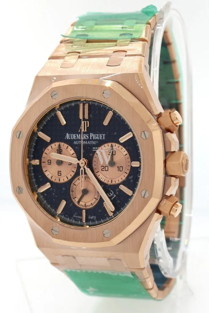 Audemars Piguet Royal Oak Blue Grande Tapisserie Dial Men's 18K Rose Gold Watch 26331OR.OO.1220OR.01 Pre Owned