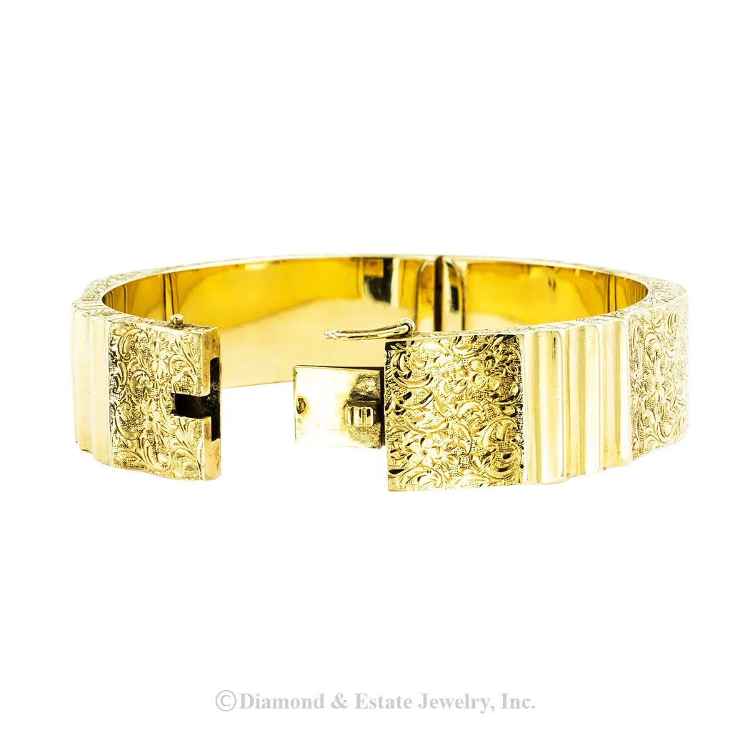 Austrian Vintage Yellow Gold Bangle Bracelet