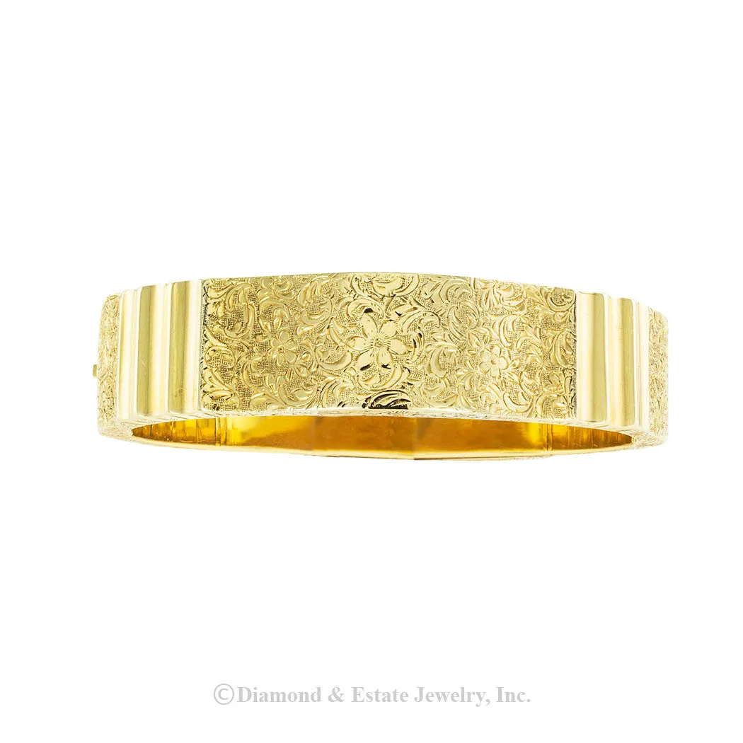 Austrian Vintage Yellow Gold Bangle Bracelet