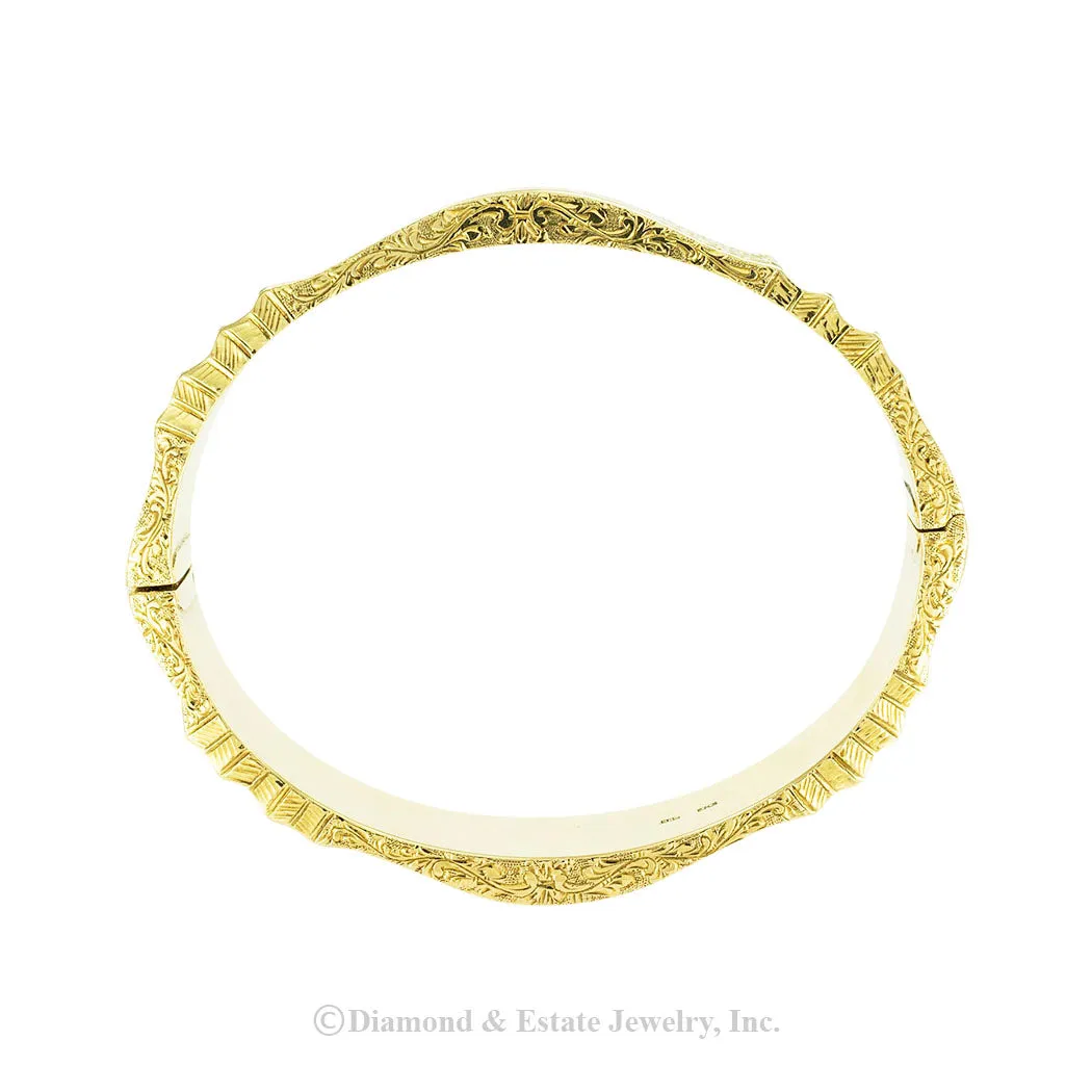 Austrian Vintage Yellow Gold Bangle Bracelet