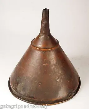 AWESOME LARGE COPPER FUNNEL 13" Tall x 12.5" Diameter Original Patina Antique!