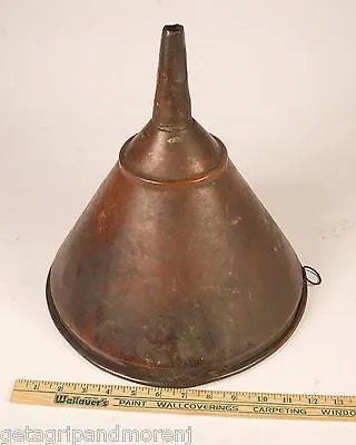 AWESOME LARGE COPPER FUNNEL 13" Tall x 12.5" Diameter Original Patina Antique!