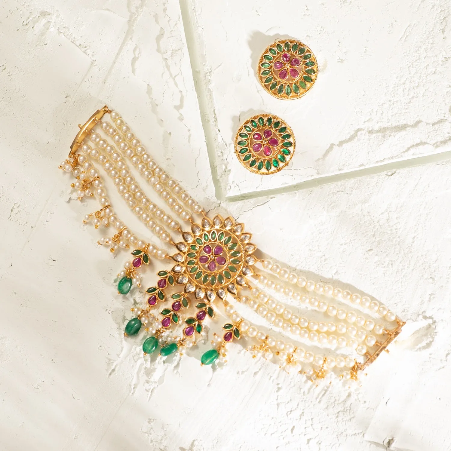 Azalea Bead Pearl Kundan Choker Set