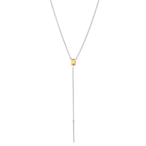 Baguette Lariat, Citrine, Silver