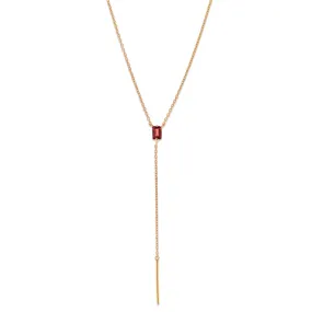 Baguette Lariat, Garnet, Gold