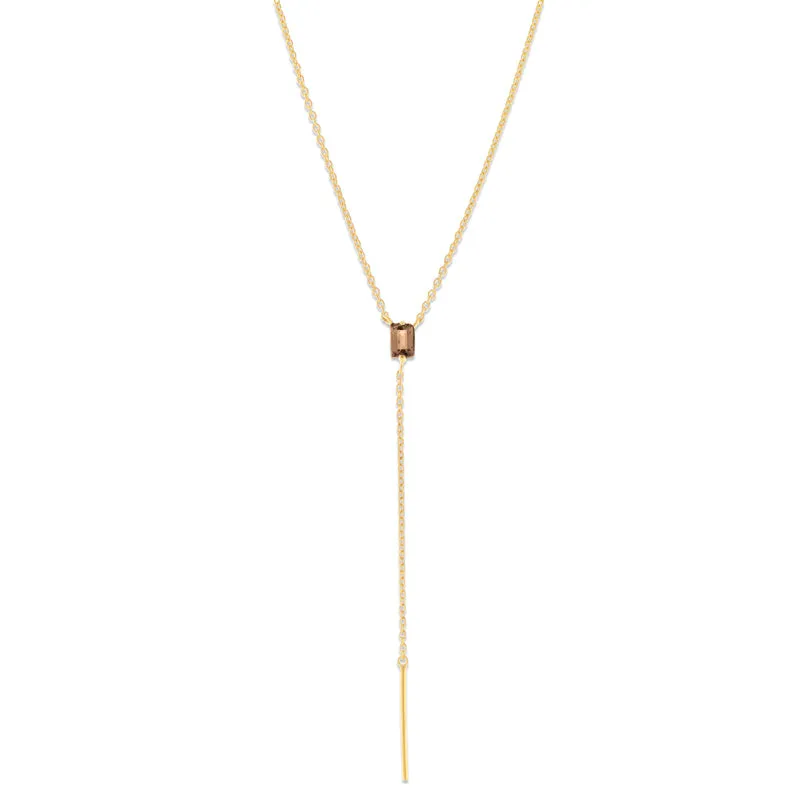 Baguette Lariat, Smokey Quartz, Gold