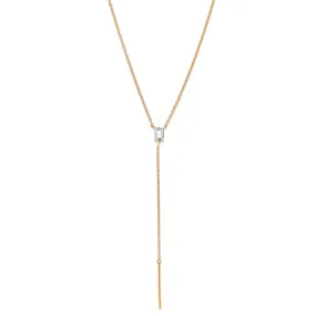 Baguette Lariat, White Topaz, Gold