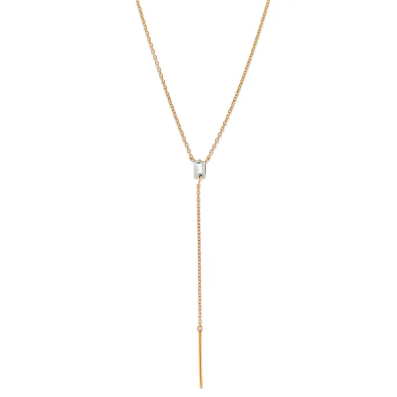 Baguette Lariat, White Topaz, Gold