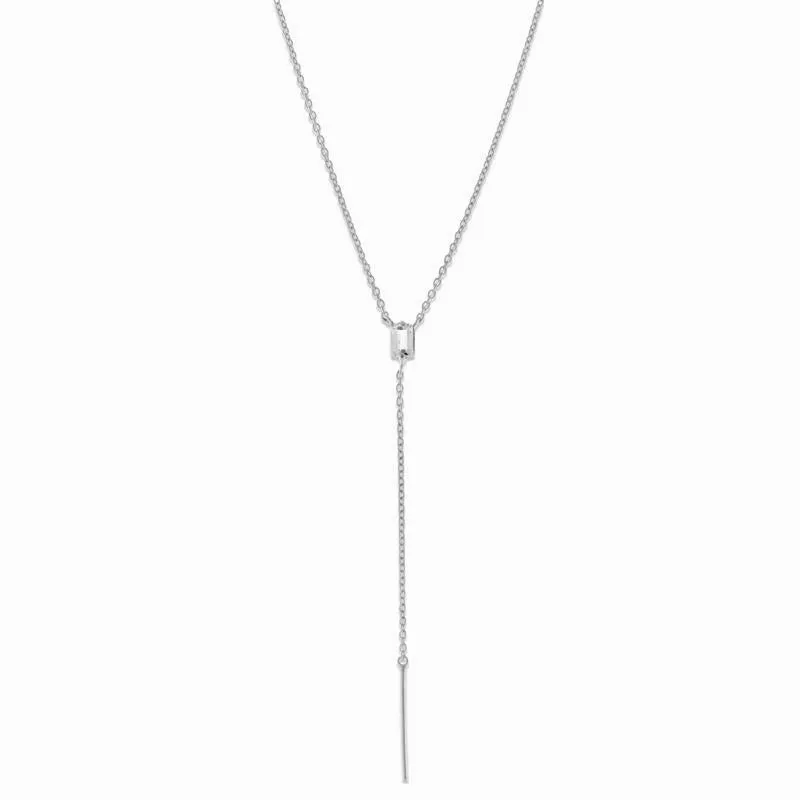 Baguette Lariat, White Topaz, Silver