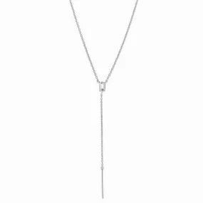 Baguette Lariat, White Topaz, Silver