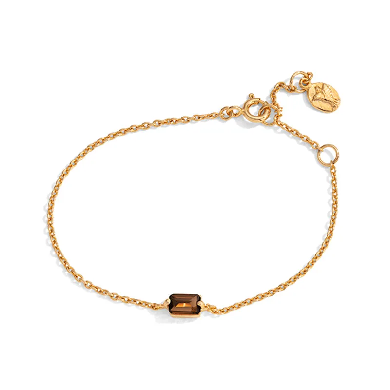 Baguette Mini Bracelet, Smokey Quartz, Gold