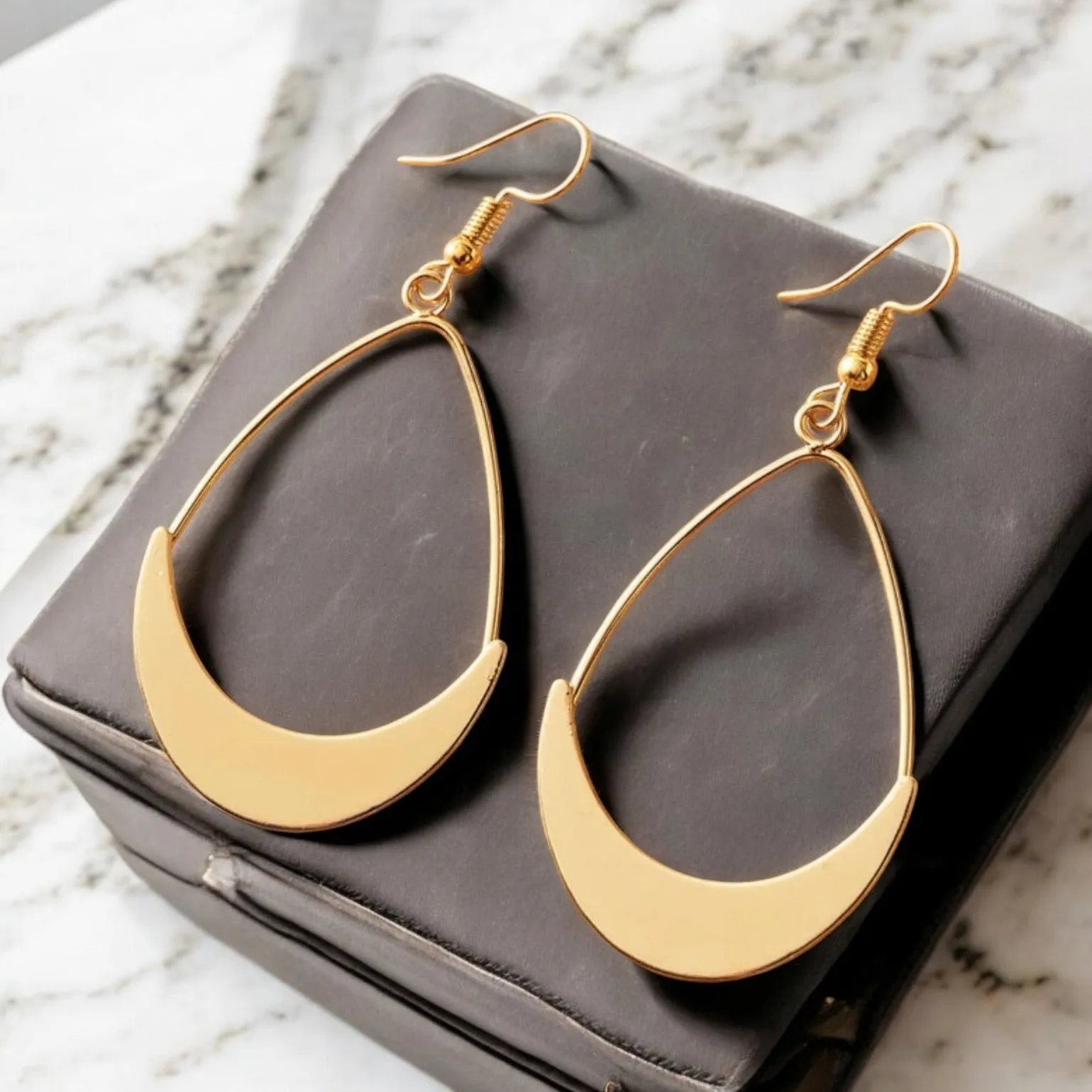 Beautiful Gold Moon Hoop Earrings