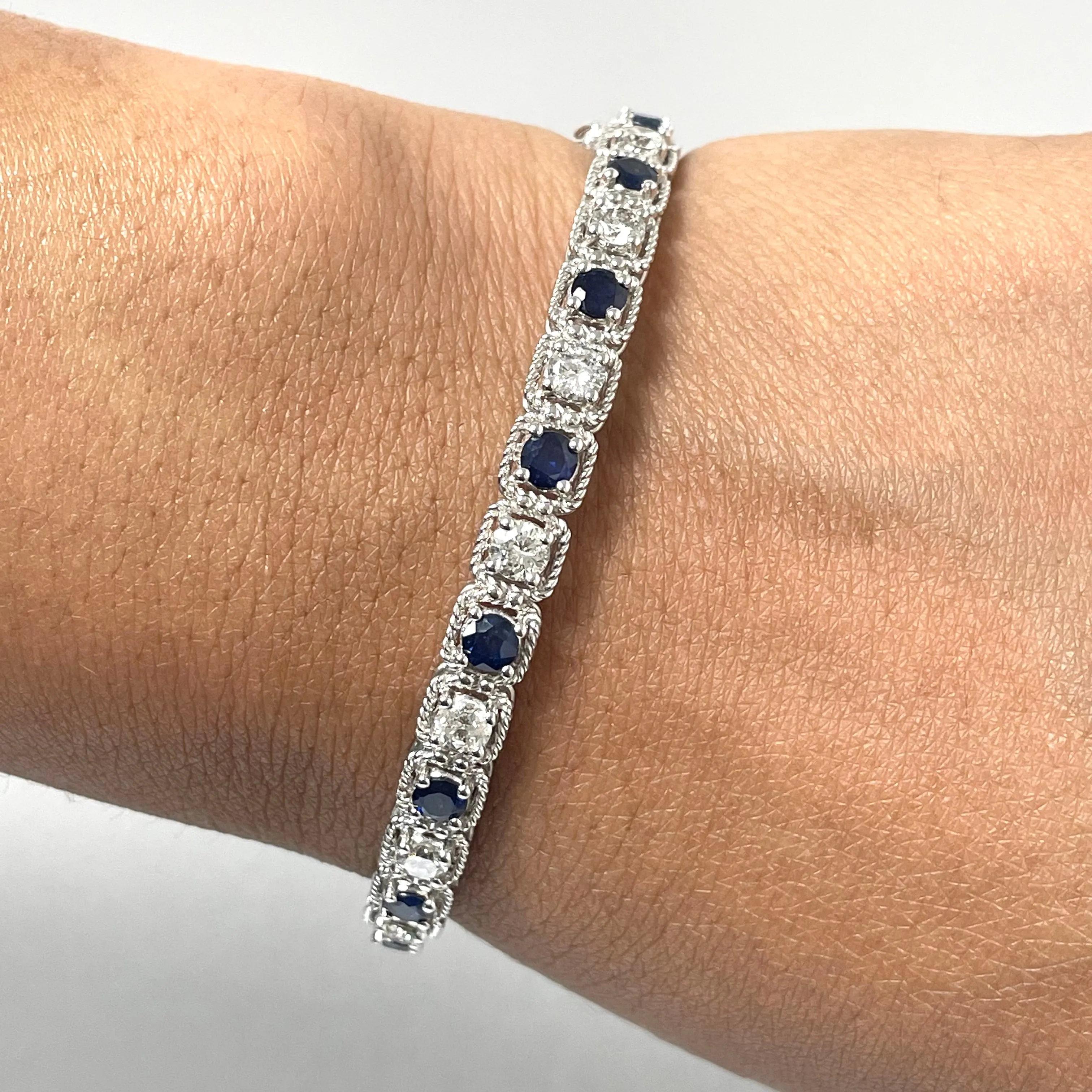 Beauvince Ice Sapphire & Diamond Bangle in White Gold