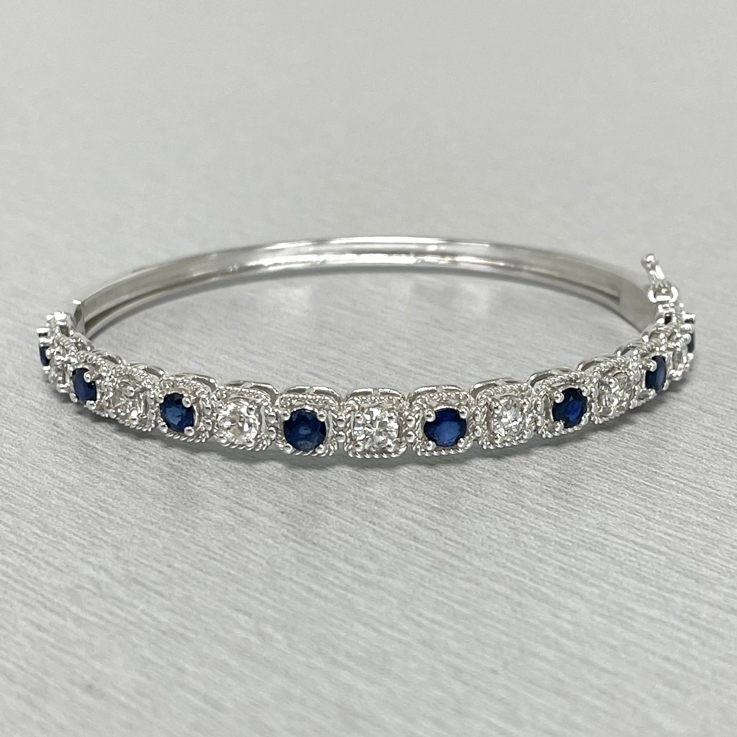 Beauvince Ice Sapphire & Diamond Bangle in White Gold