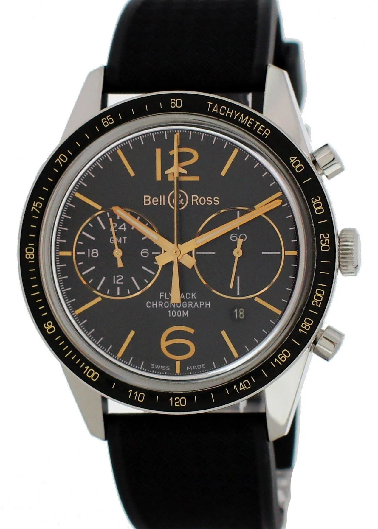 Bell And Ross Vintage Sport BR-126-55-SP GMT Flyback Men's Watch Box Papers