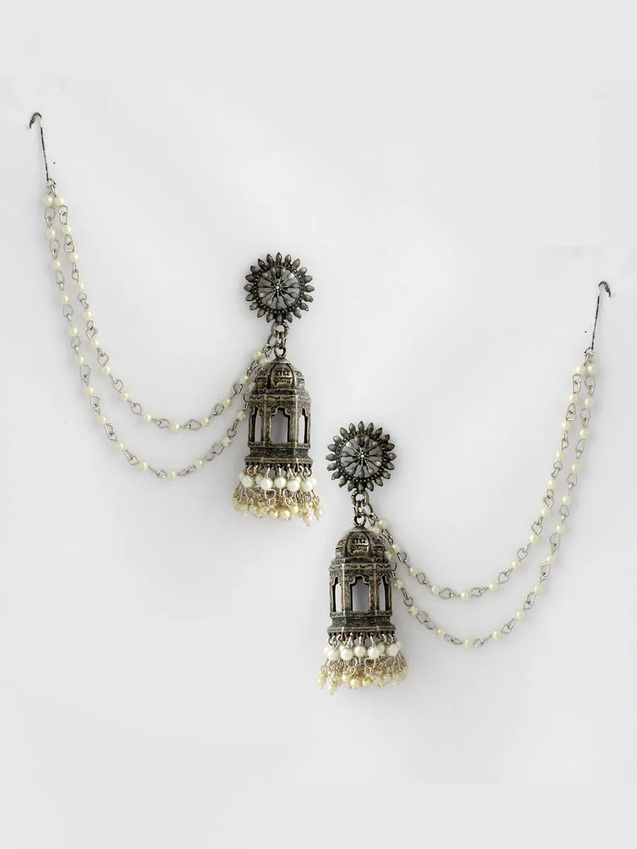 Bhumi Jhumka Earrings With Ear Chain