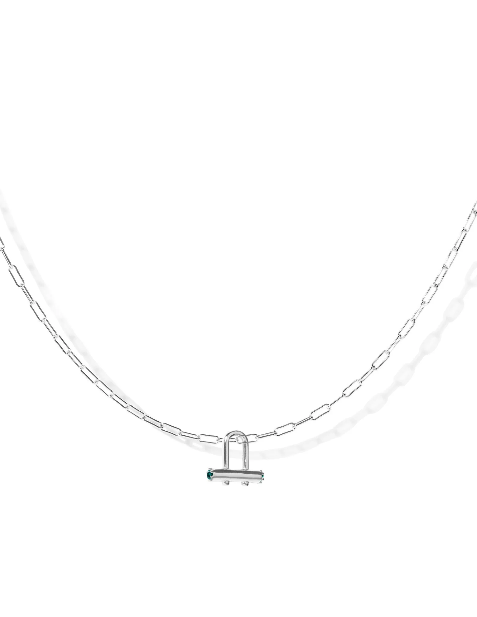 Birthstone link necklace <br>Silver