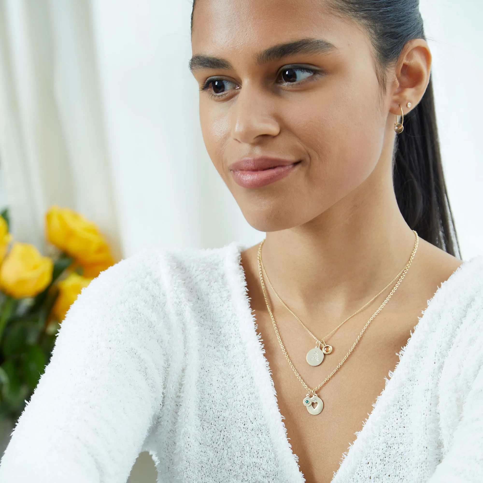 Birthstone Mini Disk Charm With Peridot