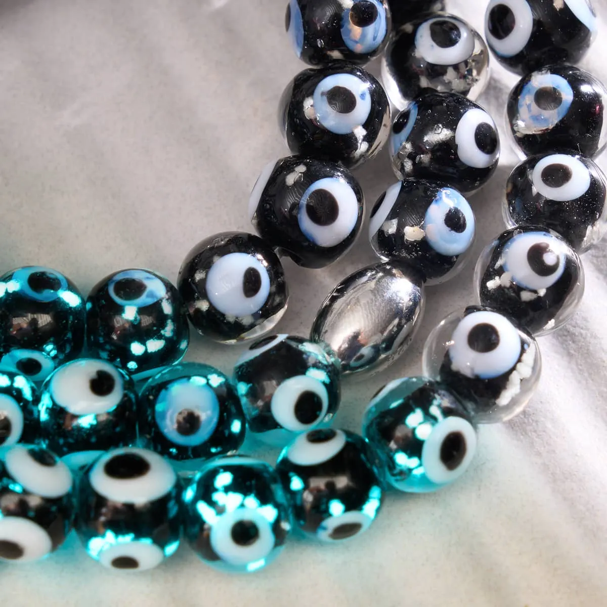 Black | .925 Sterling Silver | Firefly Glass Evil Eye Bracelet