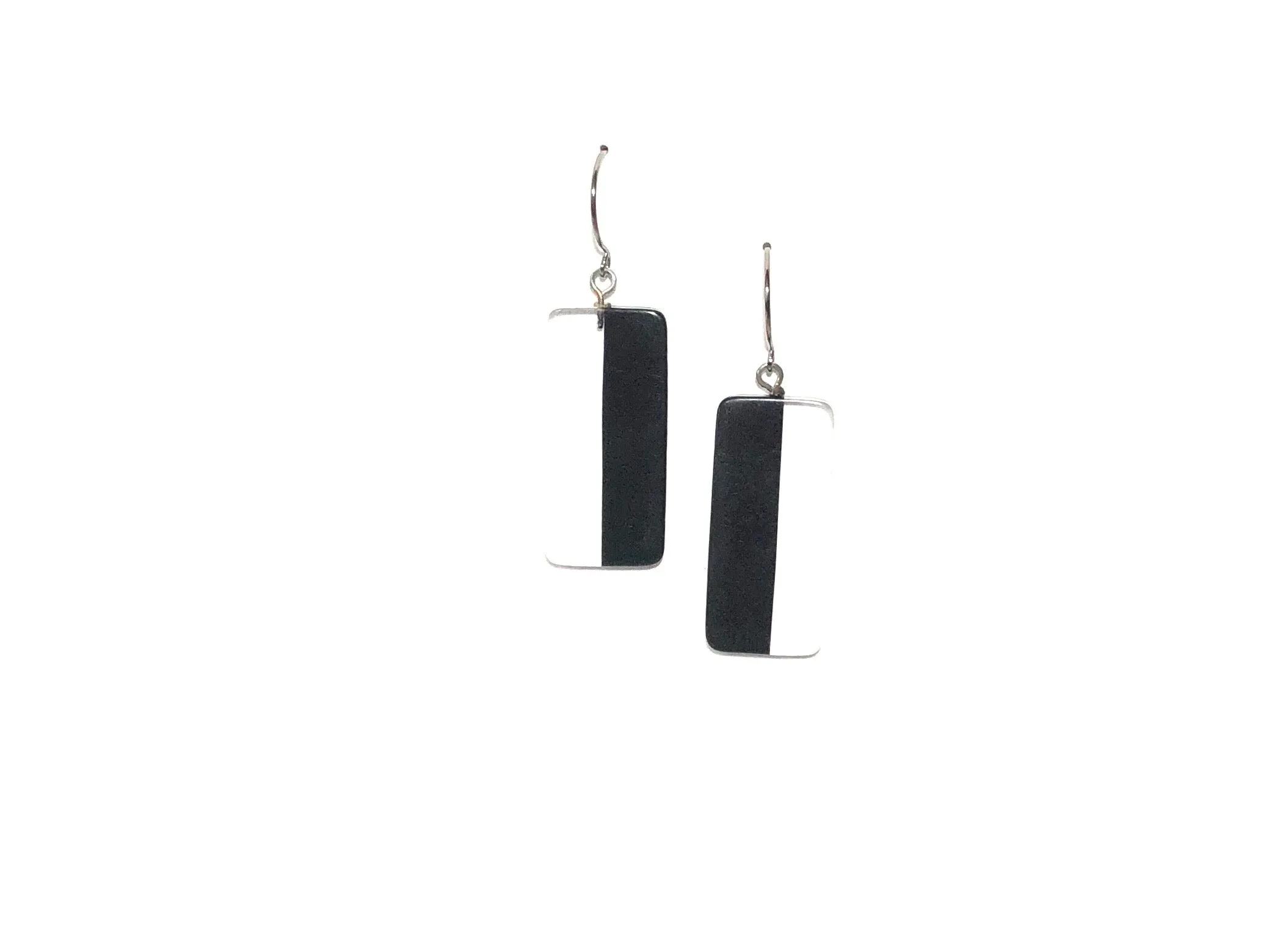 Black and Clear Geometric Rectangle Drop Earrings