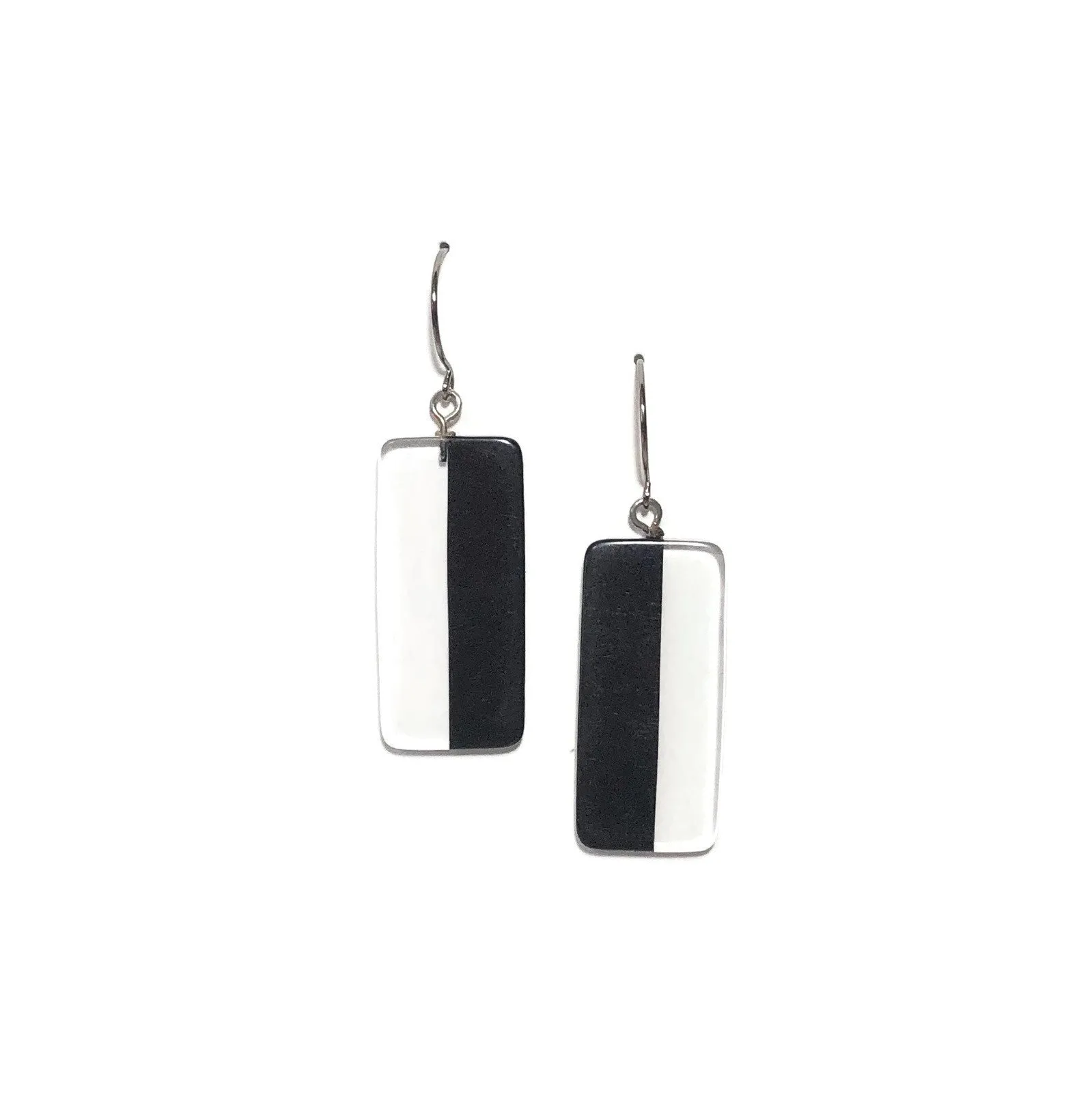 Black and Clear Geometric Rectangle Drop Earrings