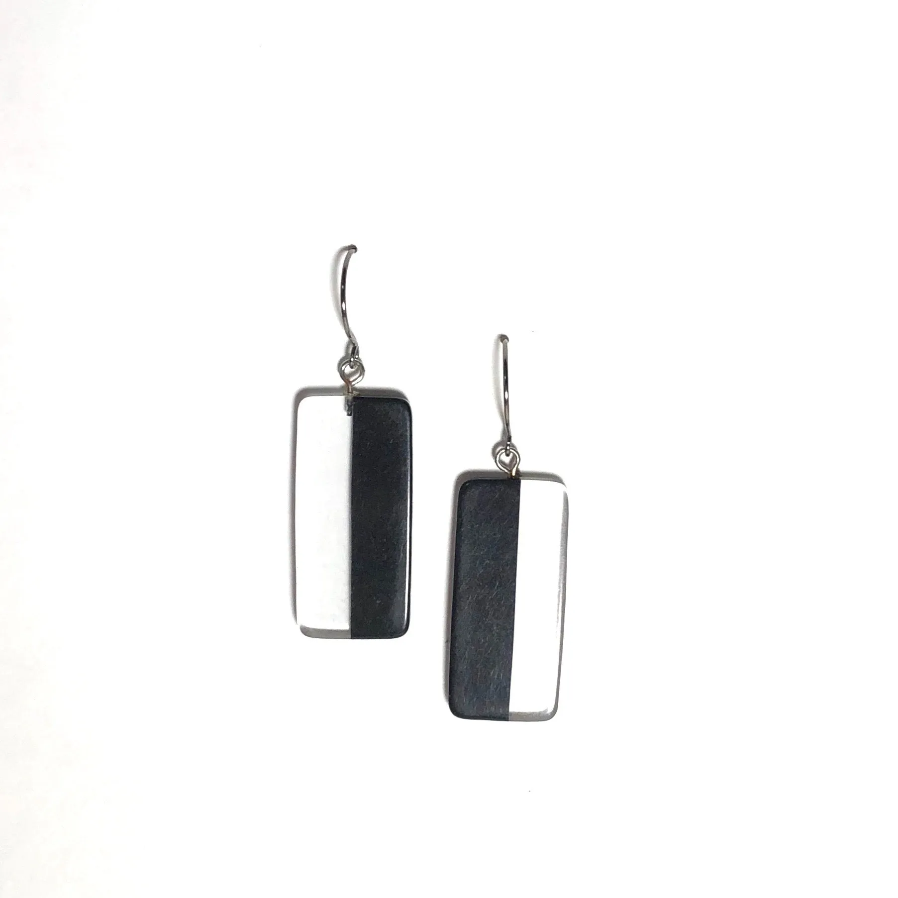 Black and Clear Geometric Rectangle Drop Earrings