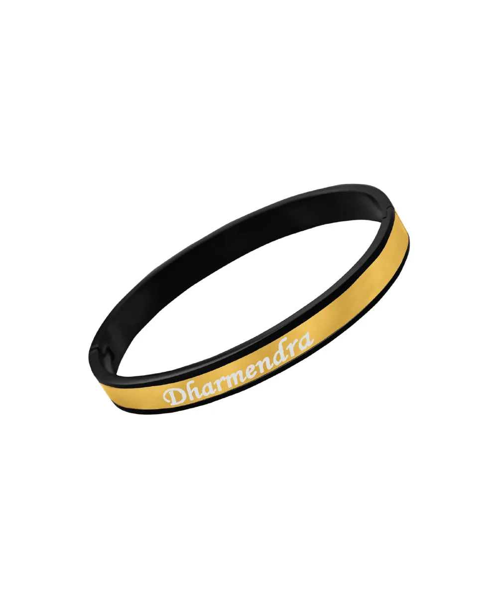 Black and Gold Name Engraved Men's Bracelet