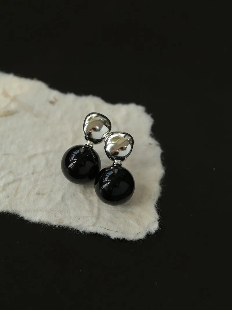 Black Onyx and Tiger's Eye Drop Earrings