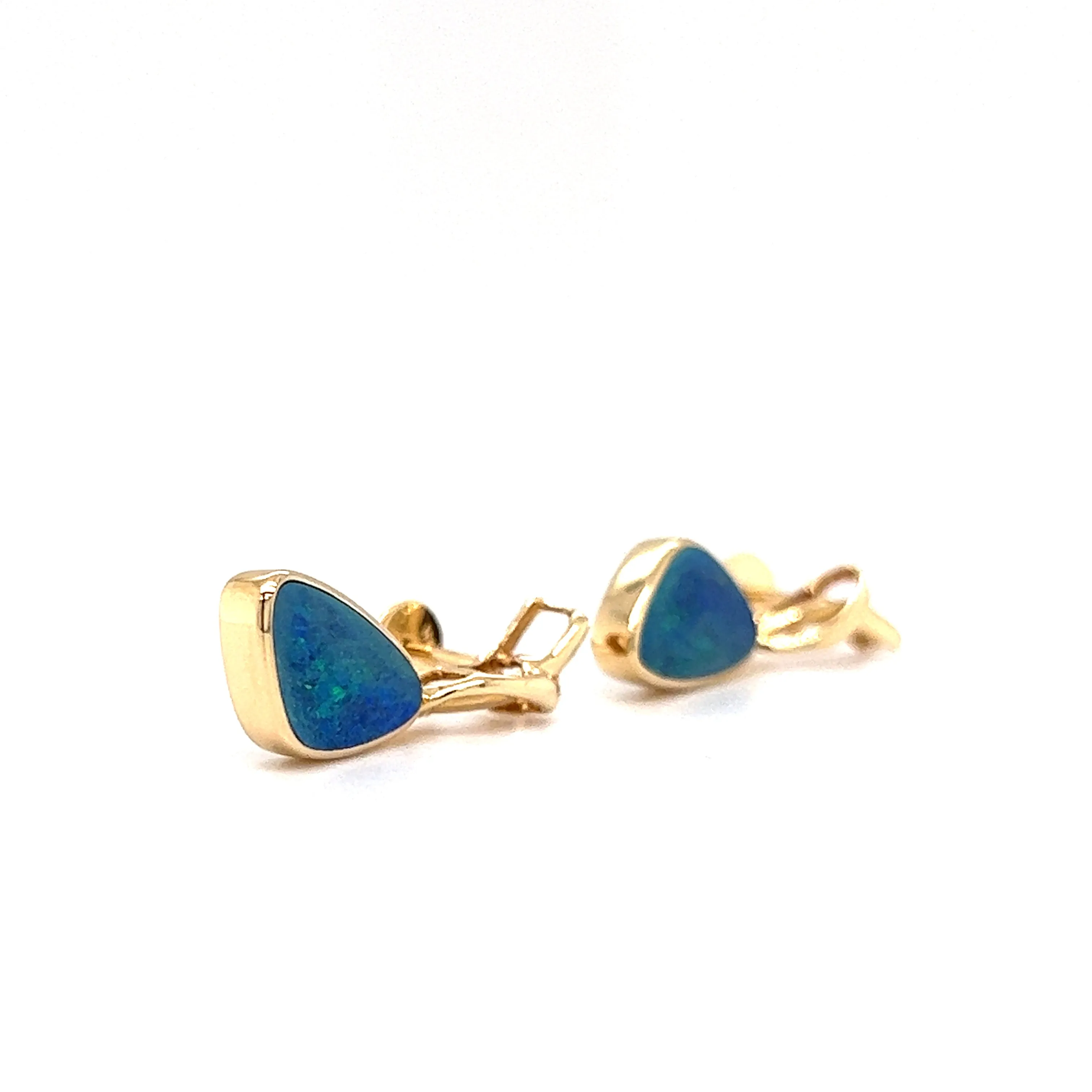 Black Opal Drop Earrings with 3.28ctw of Opal in 14K Yellow Gold