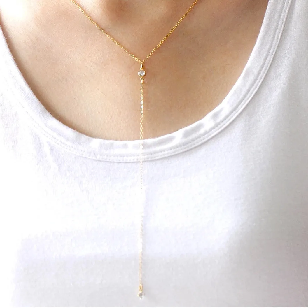 Bling Lariat Necklace Gold