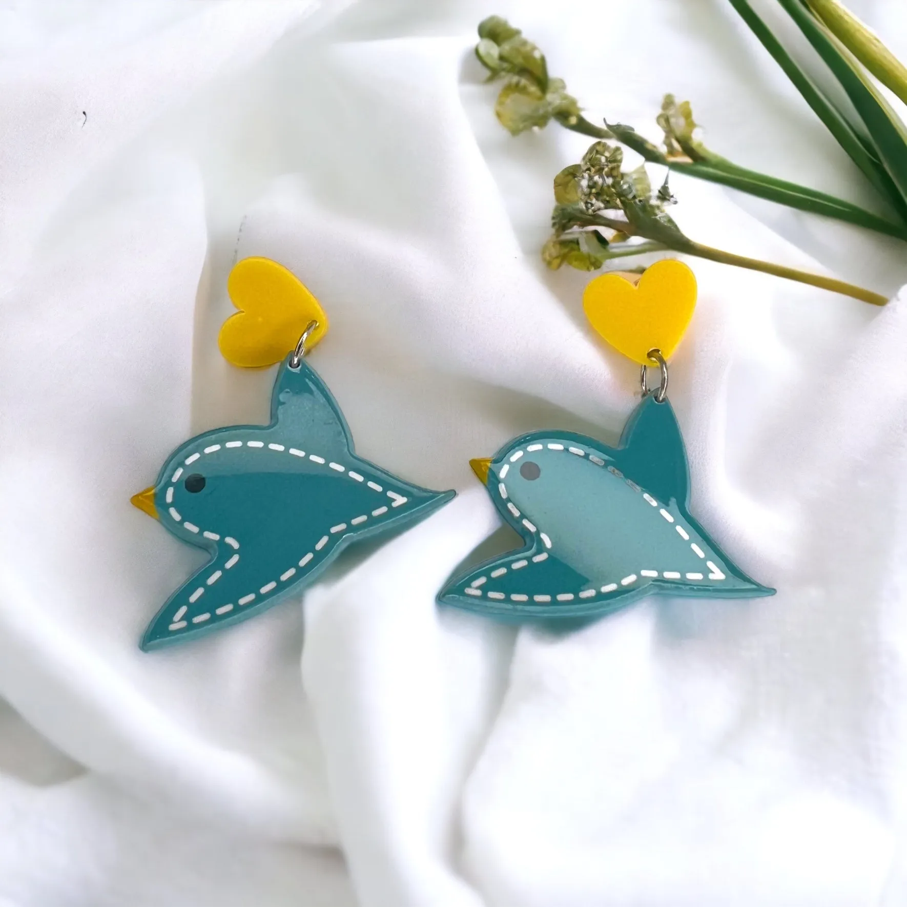 Blue Bird Earrings - Bluebird Earrings, Handmade Earrings, Bird Earring, Handmade Jewelry, Bird Jewelry, Bluebird Accessories