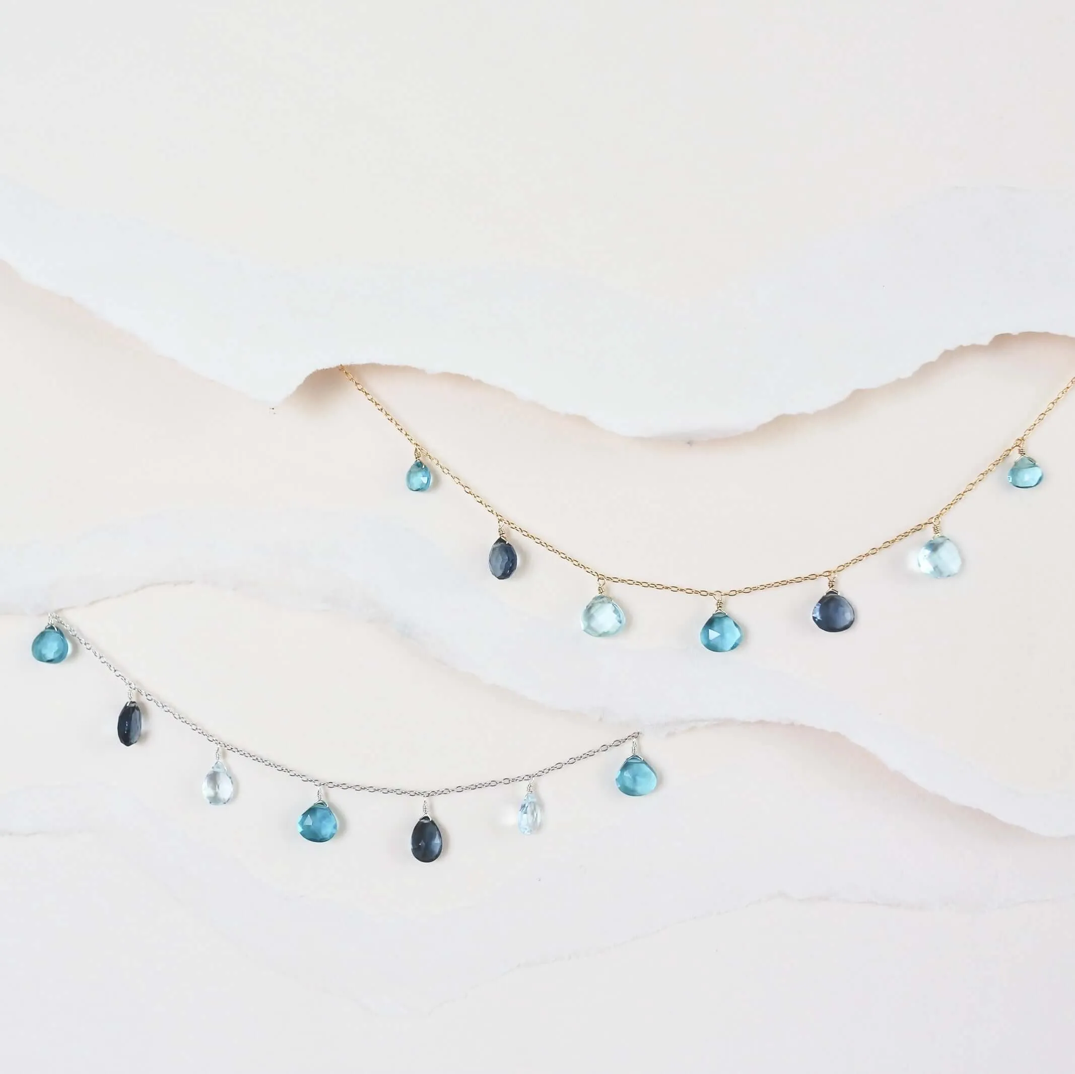 Blue Gemstone Silver Sparkler Necklace