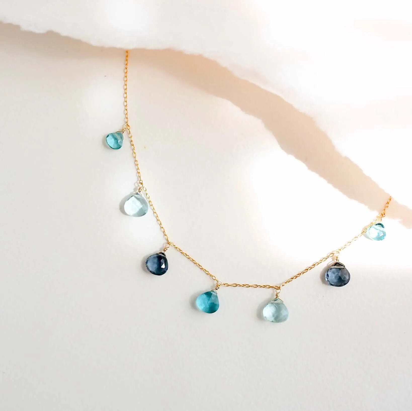 Blue Gemstone Silver Sparkler Necklace