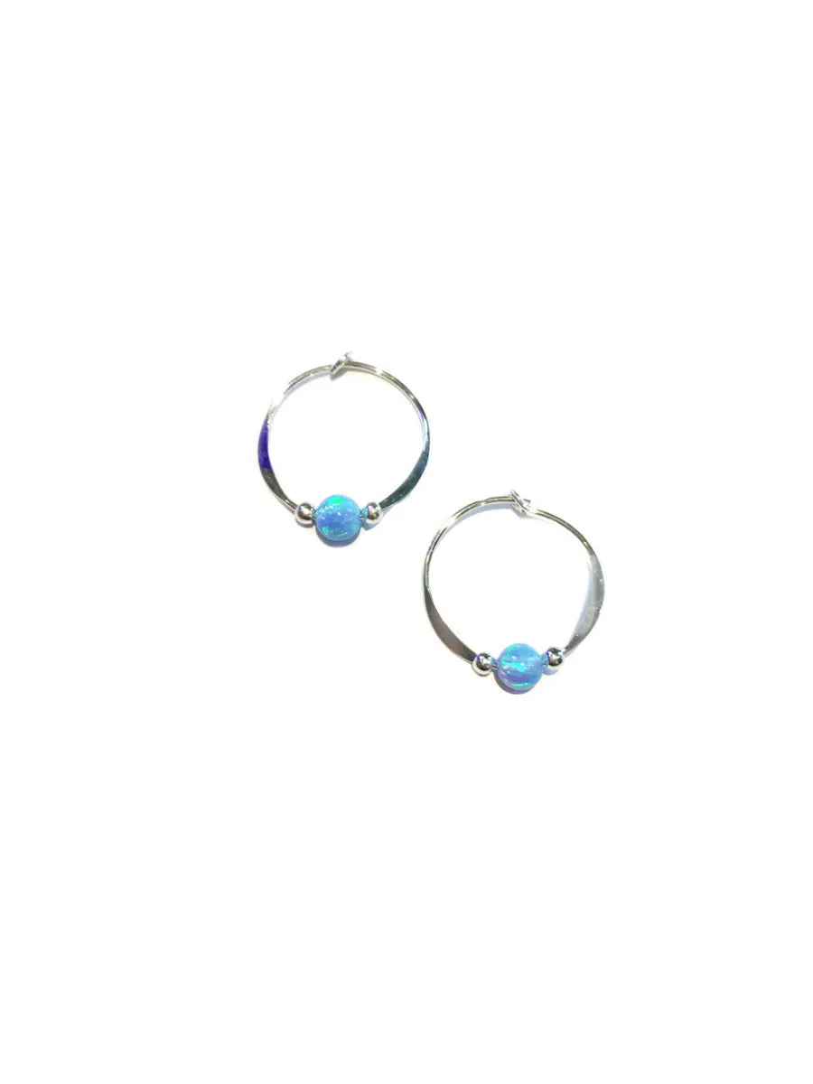 Blue Opal Beaded Hoops