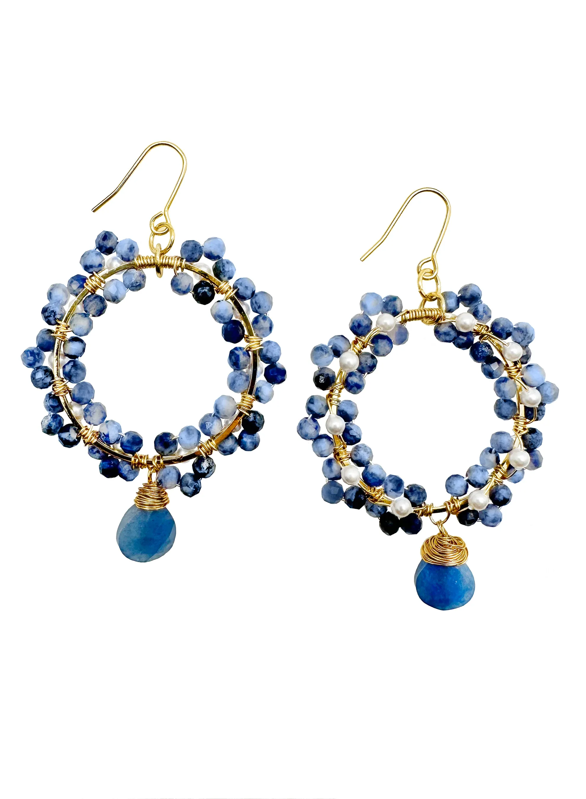 Blue Sodalite Dangle Earrings KE009