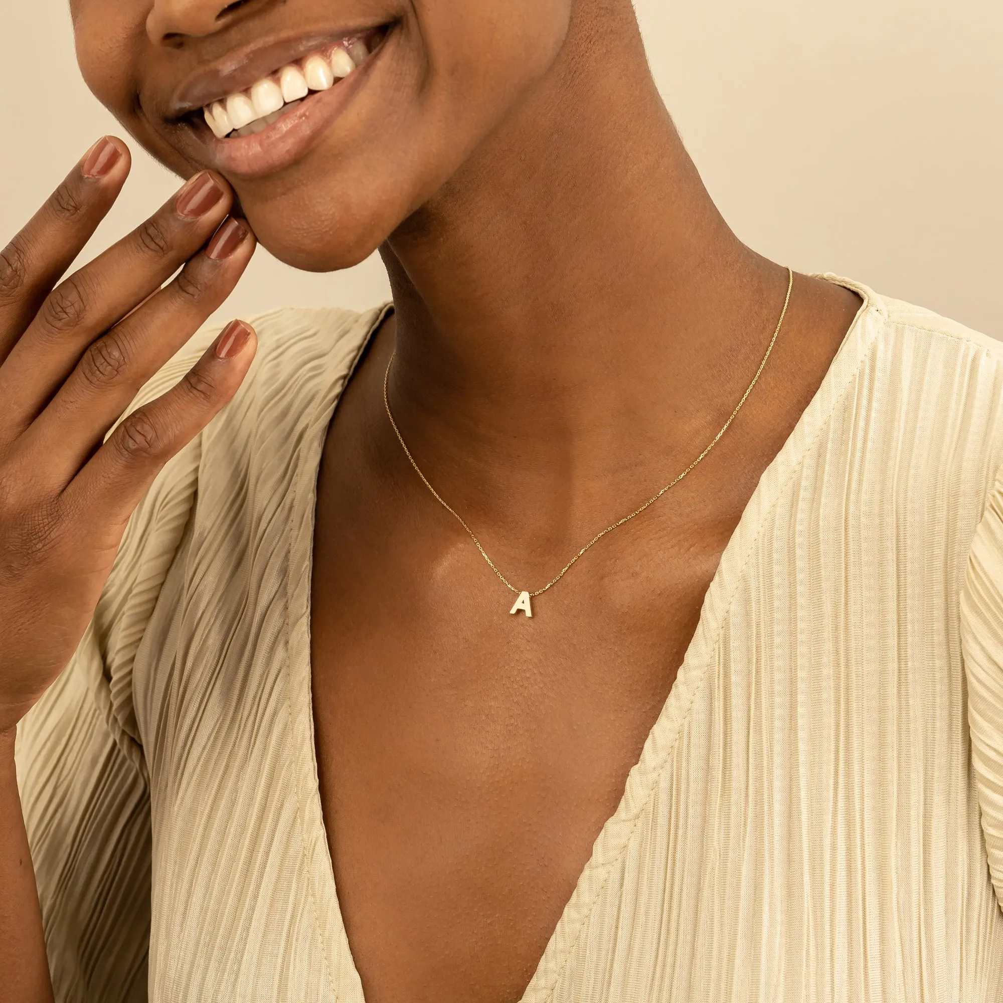 Bold Block Letter Initial Necklace, Ivory