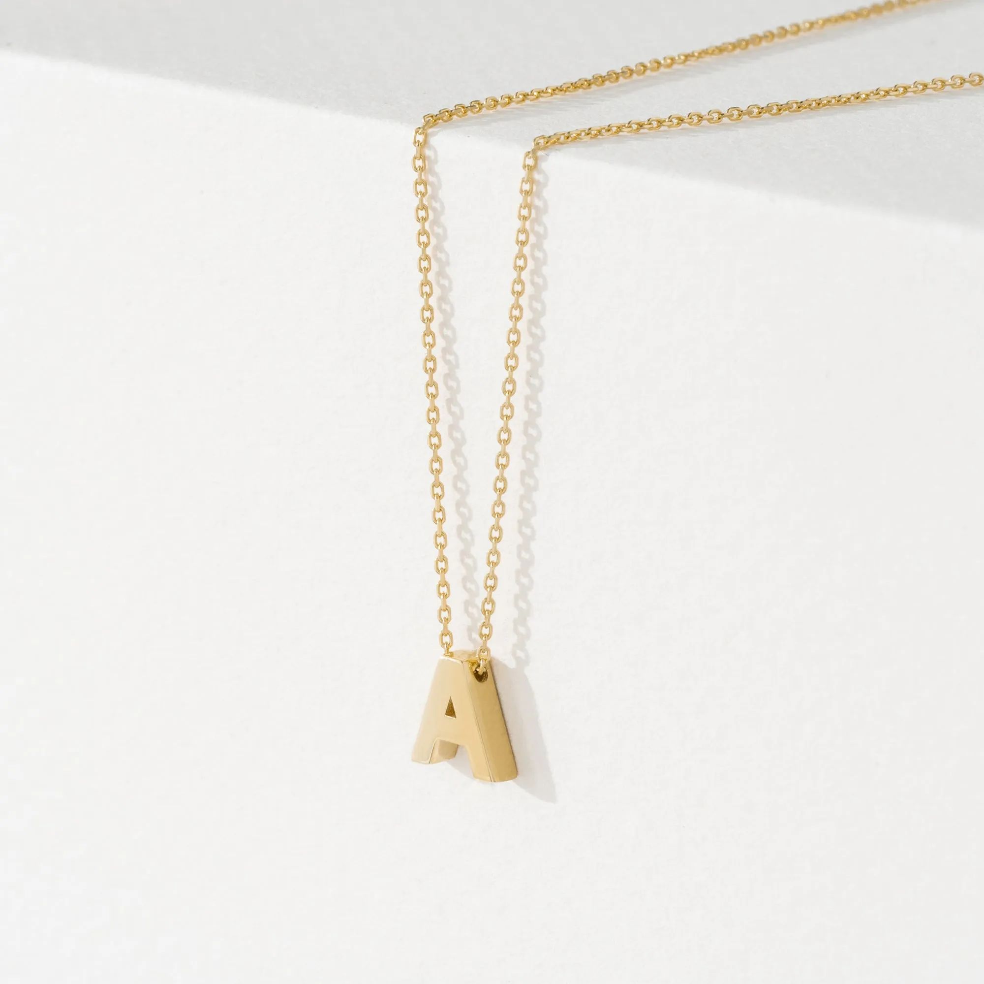 Bold Block Letter Initial Necklace, Ivory