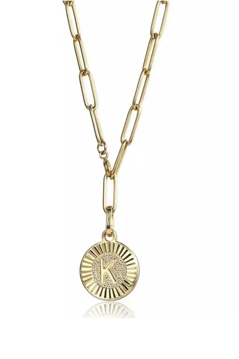 Bracha Initial Medallion Lariat Necklace