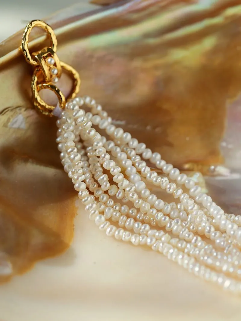 Braided Long Rice Grain Pearl Earring