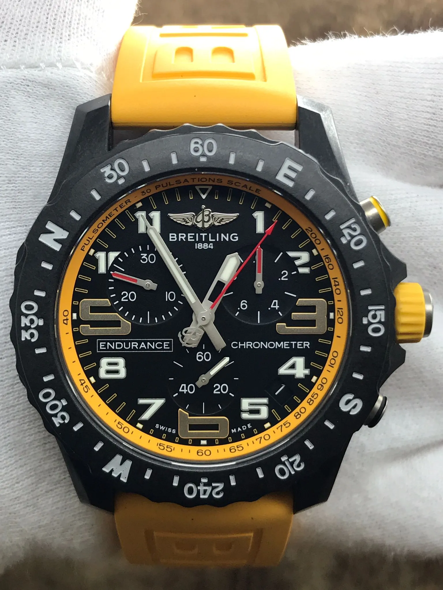 Breitling ENDURANCE PRO Yellow X82310 Black Dial Quartz Men's Watch