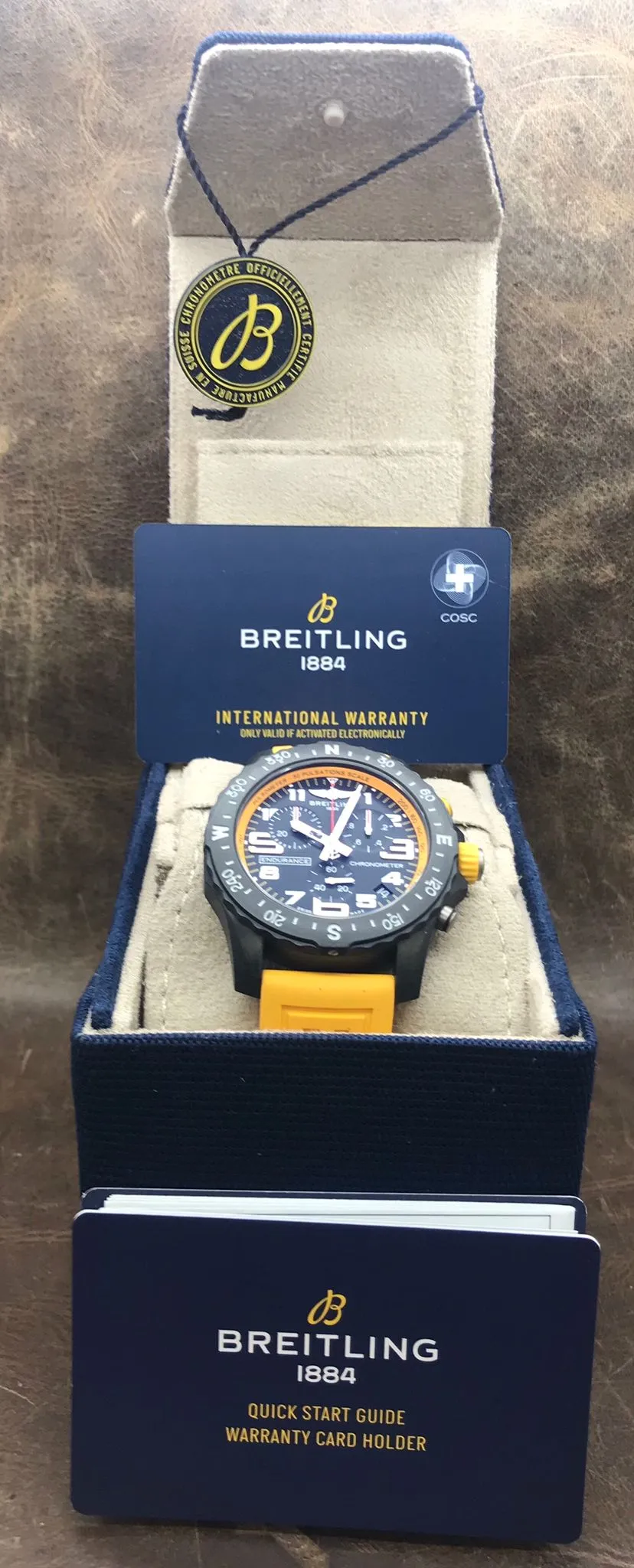 Breitling ENDURANCE PRO Yellow X82310 Black Dial Quartz Men's Watch