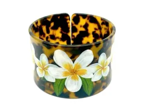 Brown Plumeria Open Cuff Bangle