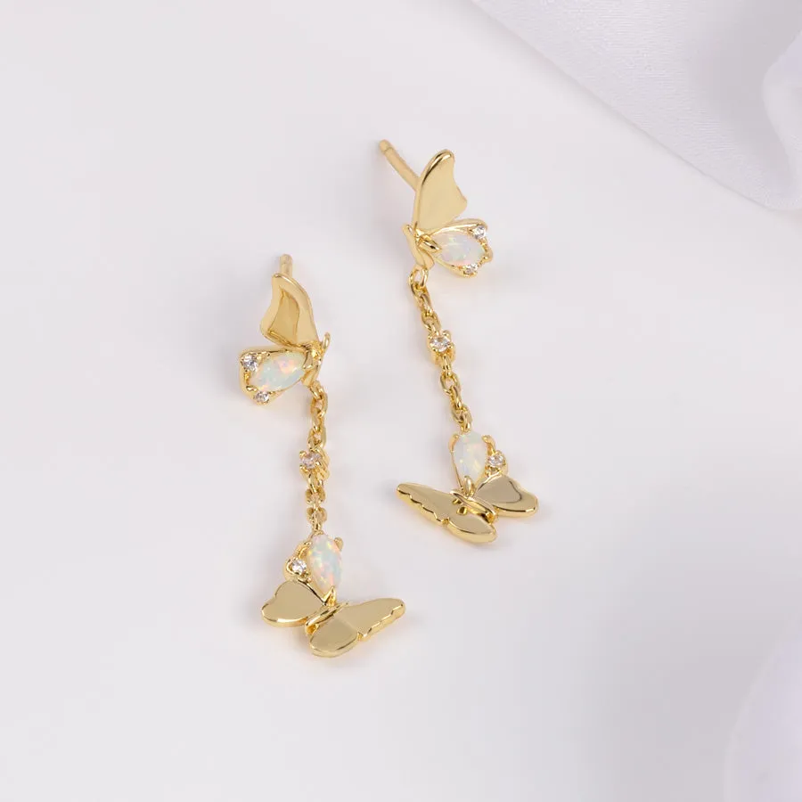 Butterfly Opal Gold Earrings