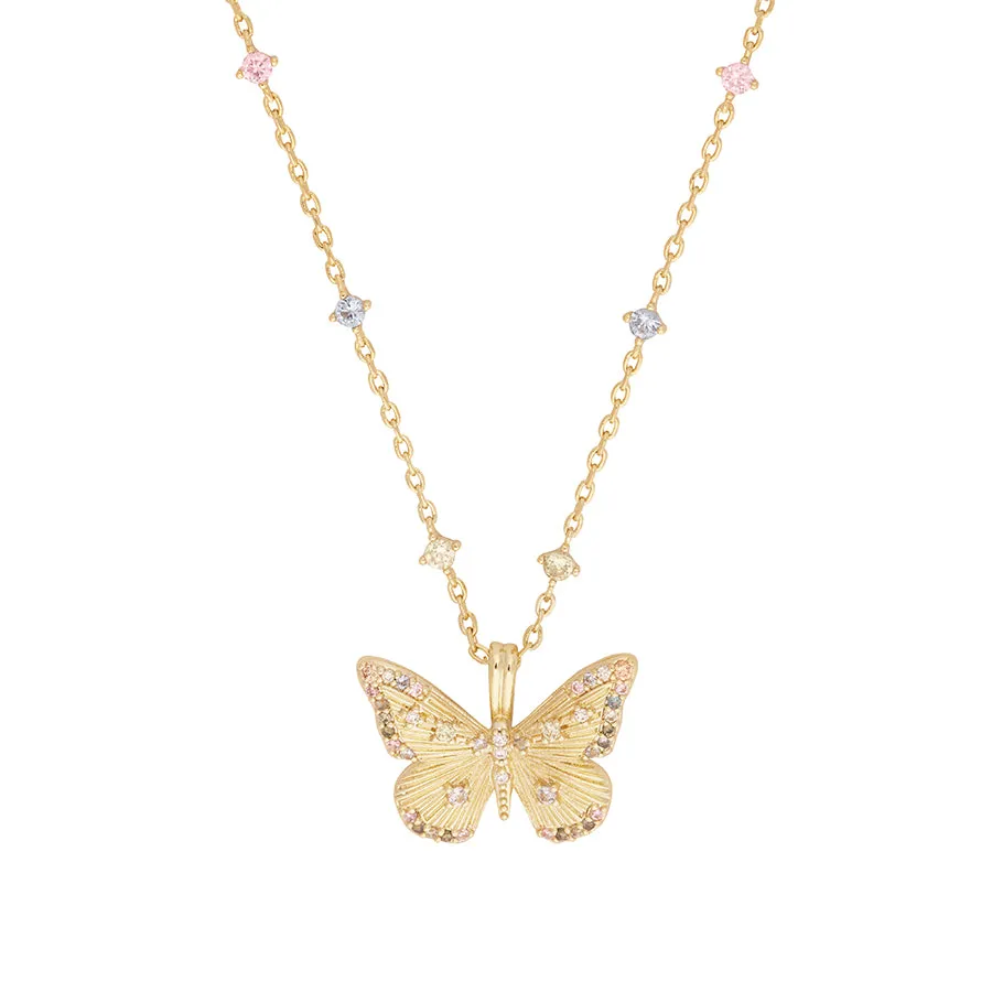 Butterfly Rainbow & Gold Necklace