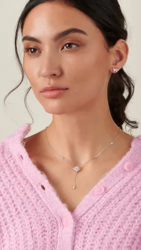 Camelia Drop Necklace White Gold Plated