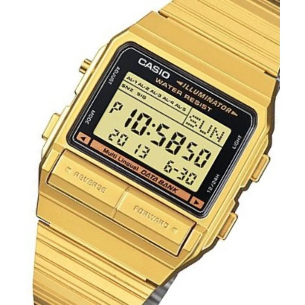 Casio Classic Gold Steel Digital Women's Watch - DB380G-1DF