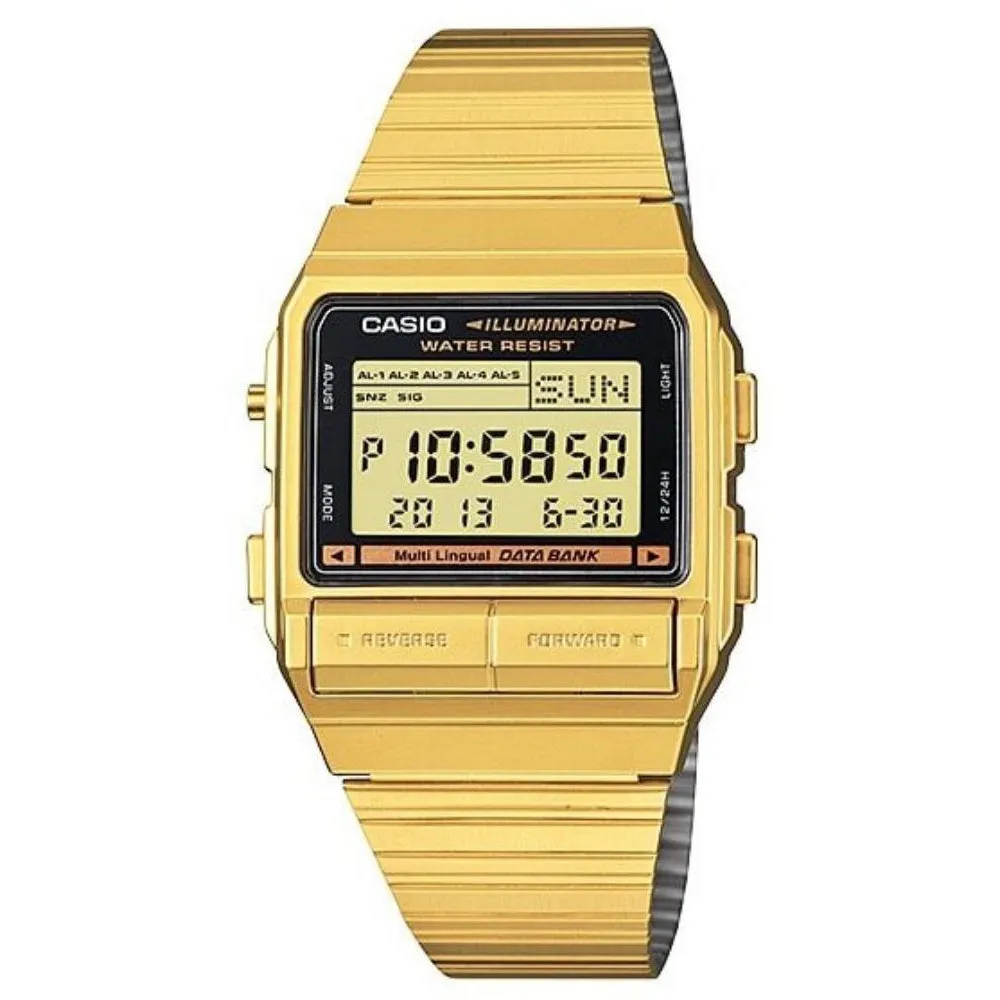 Casio Classic Gold Steel Digital Women's Watch - DB380G-1DF