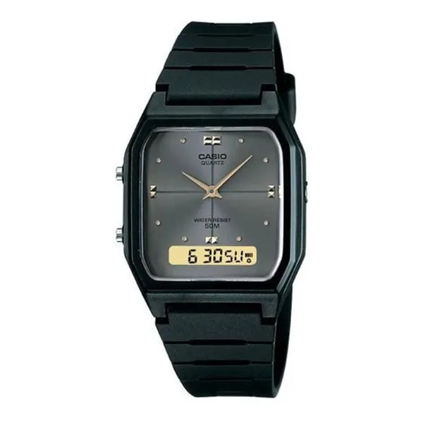 Casio Digital-Analogue Grey Dial Resin Strap Unisex Watch| AW-48HE-8AVDF