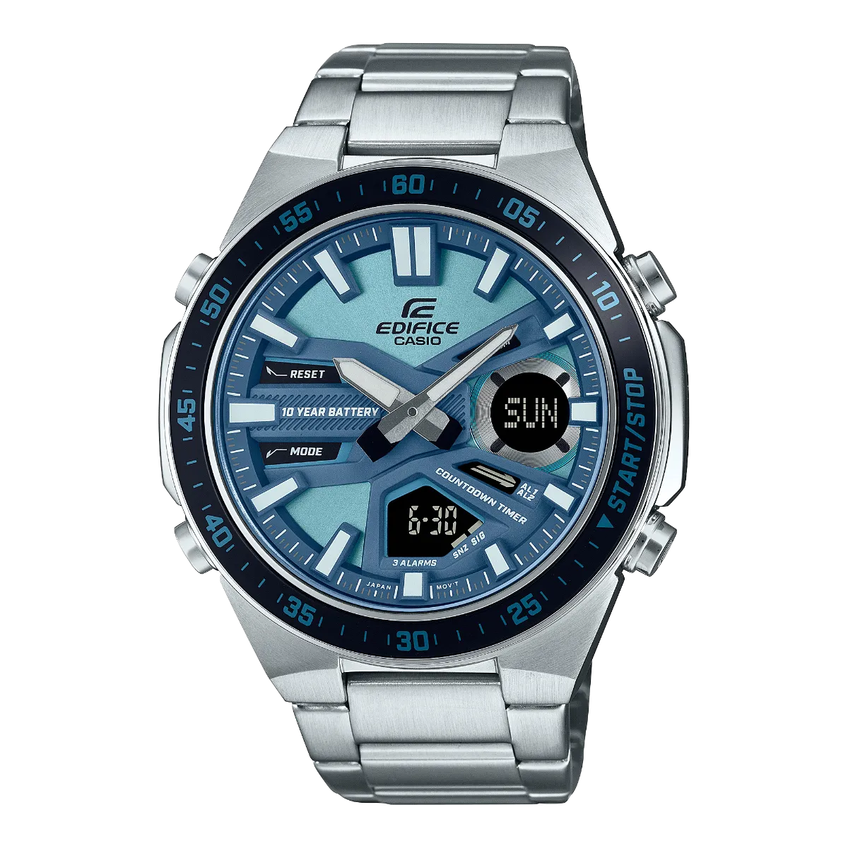 Optimized Title: Stylish Casio Edifice Mens Watch with Sky Blue Dial and Multifunction Features