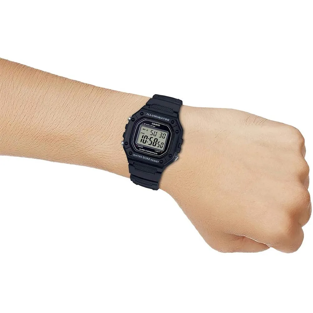 Casio Illuminator Black Resin Digital Unisex Watch - W218H-1A